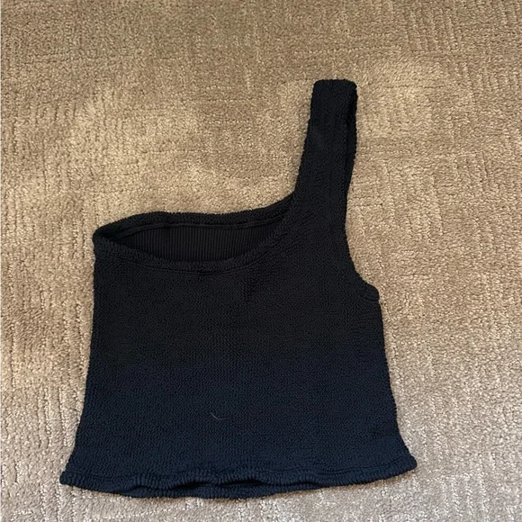 Hard to find!!! Hunza G Neoma Black One-Shoulder Knit Top - Picture 2 of 3